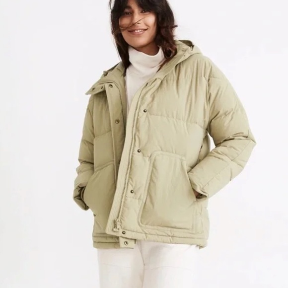 Madewell Jackets & Blazers - Madewell Holland Ash Green Khaki Quilted Puffer Parka Jacket Women S Cottagecore